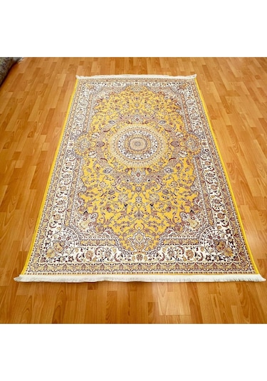 Güneş Madalyonlu 160 X 230 Cm Dijital Baskı Halı Sarı
