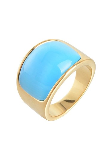 Mavi 2023 Oval Taş Yüzükler Erkekler Kadınlar İçin Altın Renk Paslanmaz Çelik Moda Alyans 9