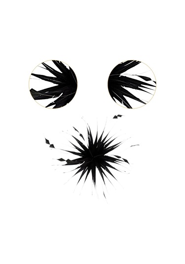 Suntek Çiçek Tüy Broş El Yapımı Saç Tokası 26,8-cm-siyah Siyah