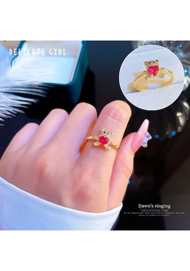 Ayarlanabilir Açıklığa Sahip Zarif Zirkon Yüzük No.5 Çok Renkli