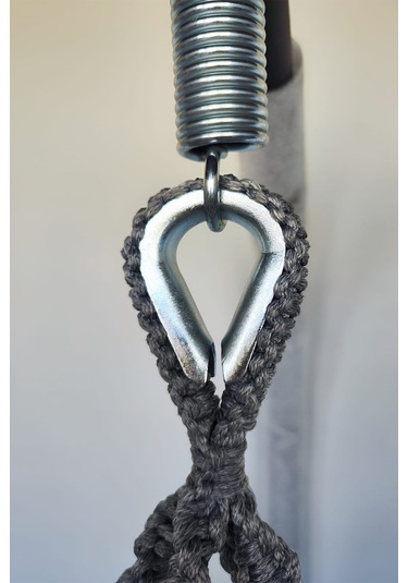 Tek Kişilik Makrome El Örgüsü Salıncak Minderli Ve Askı Demiri İle Açık Gri Mis38016grima Açık Gri