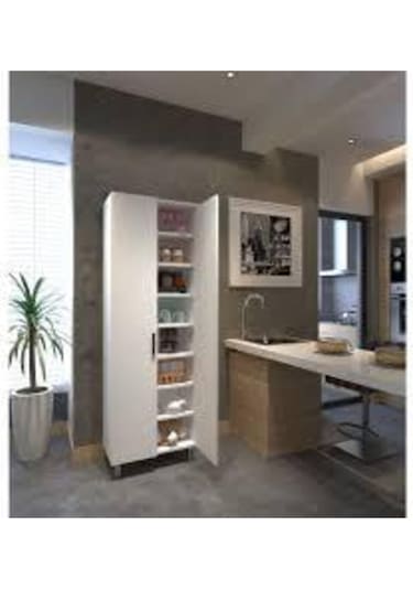 Lale 2 Kapaklı 8 Raflı Çok Amaçlı Dolap beyaz