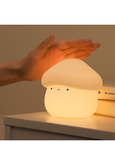 Reedark Silikon Mantar Gece Lambası: Dokunarak Aç/kapat, 15/30 Dakika Gecikmeli Kapatma, 2 Seviye Parlaklık, 2600k Islak Beyaz Işık, 1w Beyaz