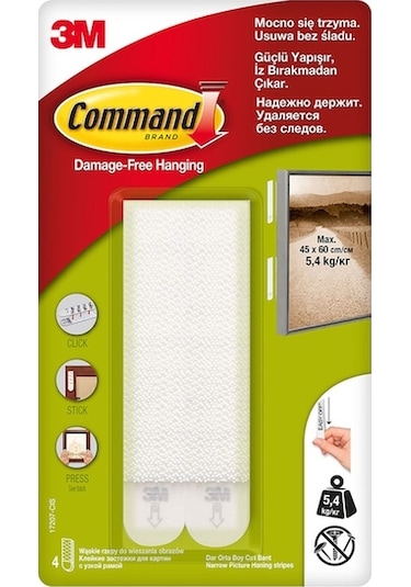 3M Command 17207 Cırt Bant Dar Orta Boy