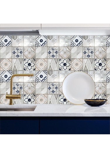 Mutfak Tezgah Arası Kendinden Yapışkanlı Folyo Kaplama Soft Eskitme Fayans Desen 60cmx100cm