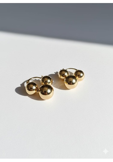 Özel Kaplama Gold 3 Lü Top Küpe Altın