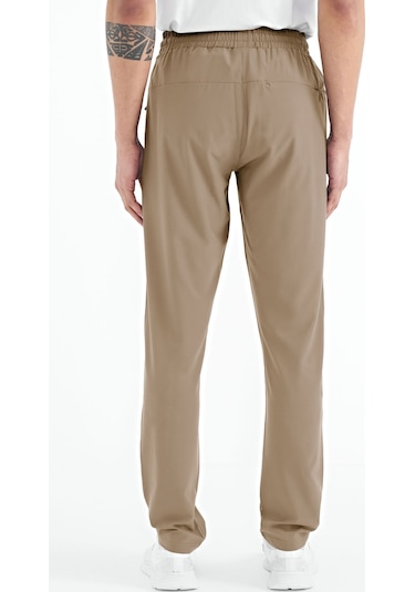 Tommy Life Bej Erkek Fermuarlı Üç Cepli Standart Kalıp Klasik Paça Eşofman Alt - 84768 Bej