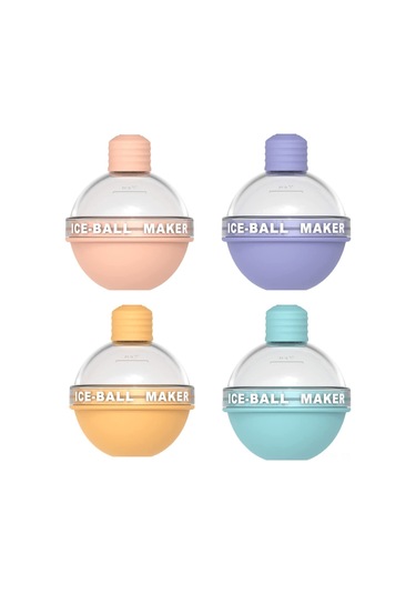 Tenfowee 4'lü Silikon Buz Topu Kalıbı, 2.5 İnç Viski Ve Kokteyller İçin Buz Küreleri, Hediye Paketi