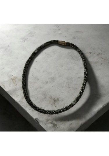 Chichibeads Işıltılı Siyah Bohem Kolye Gümüş - Gri - Siyah