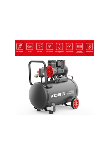 Kobb Kbk50s 2.0hp 50lt 8bar Yağsız Sessiz Taşınabilir Hava Kompresörü