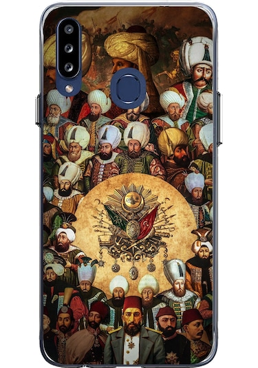 Samsung Galaxy A20s Uyumlu Osmanlı Padişahları Baskılı Silikon Kılıf Renkli