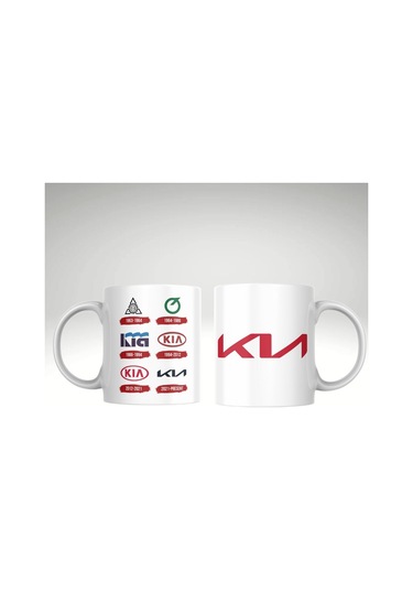 Applucky Kia Logo Tarihçesi Baskı Kupa Bardak Beyaz
