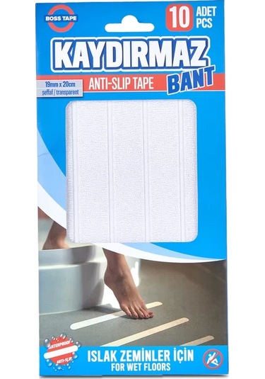 Boss Tape 0981 Islak Zemin Merdiven Kaydırmaz Bant 19mmx20cm Şeffaf