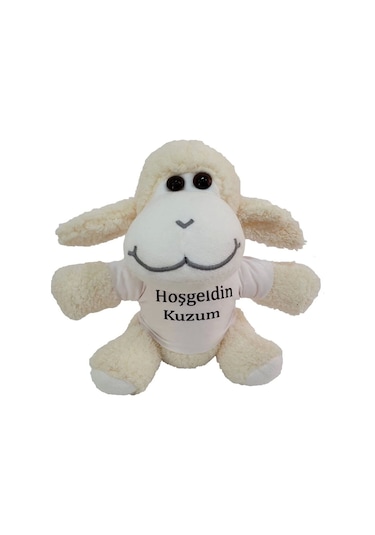 Hoşgeldin Kuzum Tişörtlü Peluş Kuzu Çok Renkli