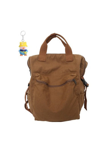 Gençler İçin Şık Ve Fonksiyonel Sırt Çantası - Üniversite Ve Okul Kullanımına Uygun Pliseli Tuval Çanta Kahverengi