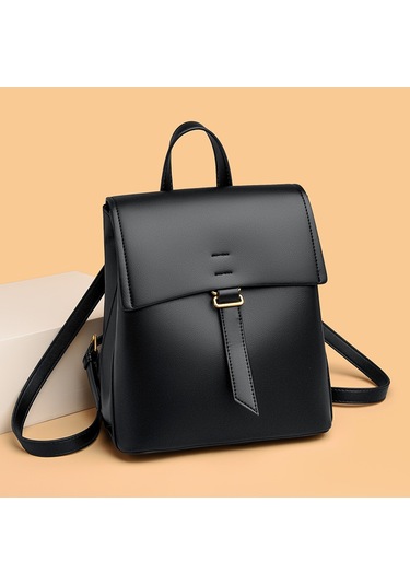 Kadın Sırt Çantası Moda Renk Blok Tasarım Kadın Okul Çantası Kapaklı Öğrenci Sırt Çantası Günlük Seyahat Sırt Çantasısiyah Diğer