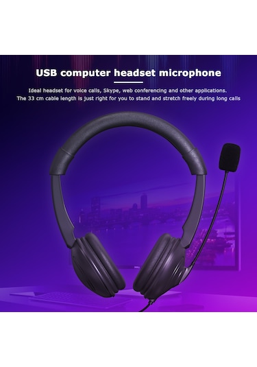 Leezsing Usb Kulaklık Mikrofon Seti - Gürültü Önleyici, Çevirmeli Mikrofonlu, Ses Kontrollü, Ofis Ve Çağrı Merkezi Kullanımı İçin