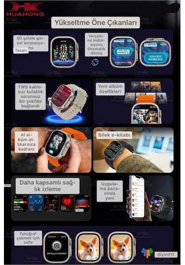 Watch 8 Ultra Akıllı Saat Hk 8 Ultra Amoled Ekran 2.02hd Nfc Gps Yeni Amiral Gemisi 49mm
