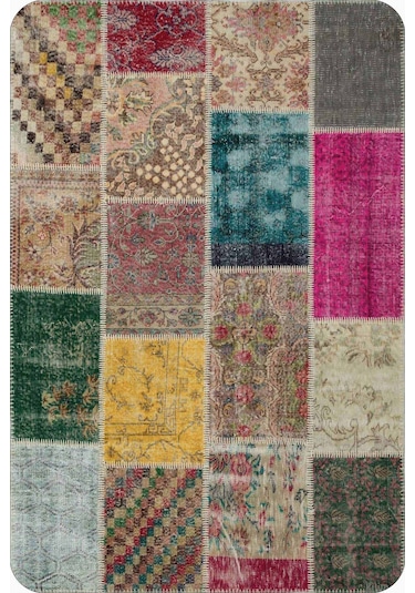 Renkli Patchwork Banyo Halısı Klozet 2'li Paspas Seti Bs294 Çok Renkli