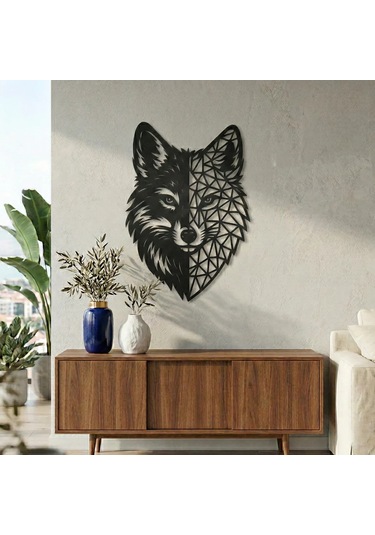 Geometrik Kurt Duvar Tablosu Mdf Lazer Kesim Modern Duvar Süsü Minimal Hayvan Figürlü Dekor