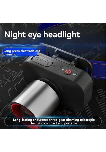 Skycity L-42 Alüminyum Alyaşlı Şapka Feneri, Teleskopik Zoom, Type-c Şarj, El-işsiz Aydınlatma, Outdoor Balıkçılık - 1200 Lumens