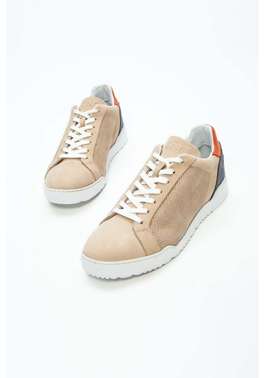 Tamer Tanca Erkek Hakiki Deri Bej Sneakers & Spor Ayakkabı 698 1052-1 Erk Ayk Y23 Bej Nbk Bej