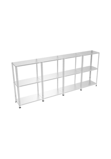 Rafburada 3 Katlı 4'lü Galvaniz Çelik Raf - Depo, Arşiv, Kiler, Dosya, Market Rafı-31x93 cm-50 cm-0.70 mm