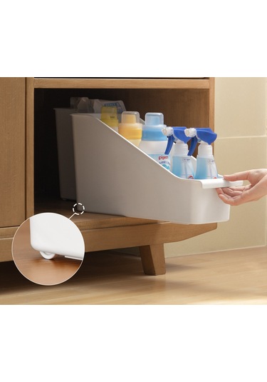 Lyon Lazy Corner Mutfak Eşyası Kapak Rafı Plastik Depolama Kutusu Beyaz