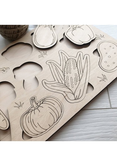 Ahşap Montessori Sebzeler Eğitici Puzzle