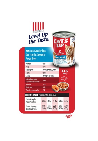 Cats Up Yaş Yetişkin Kedi Maması Somonlu 415gr