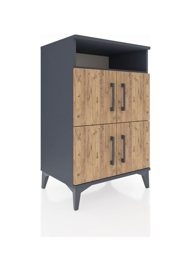 Hyperion Komodin 2 Raflı 4 Kapaklı 60x44x96 Antrasit-çam Antrasit