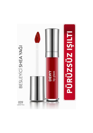 Flormar Besleyici Dudak Parlatıcısı - Dewy Lip Glaze - 009 Vibrant Red-8682536068178