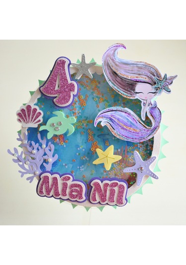 Deniz Kızı Kız Çocuk Doğum Günü Pasta Süsü Parti Malzemesi Topper