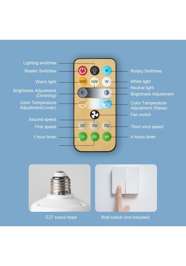 Novahub Uzaktan Kumandalı 3 Renkli E27 Fan Lamba - 30w Dimmable Diğer, Aydınlatmalı Diğer