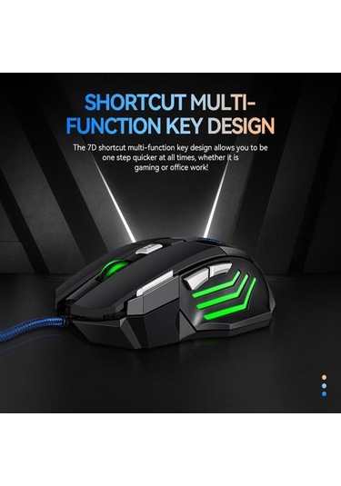 Usb Kablolu Fare 2400 Dpi Ayarlanabilir Led Arkadan Aydınlatmalı Bilgisayar Oyunu Fareler Dizüstü Pc Için 7 Düğmeler Optik Kablolu Oyun Faresi