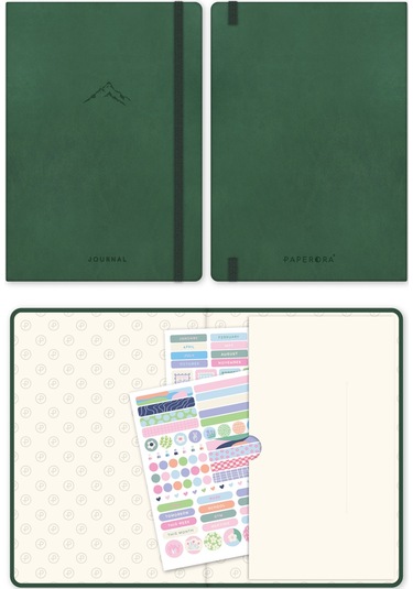 A5 Bullet Journal Noktalı Defter 140 Gr. 80 Yaprak Forest Koyu Yeşil