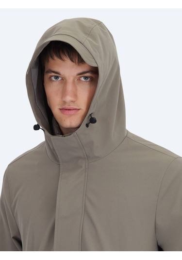 Haki Oversize Fit Kruvaze Yaka Casual Dokuma Pardesü Haki