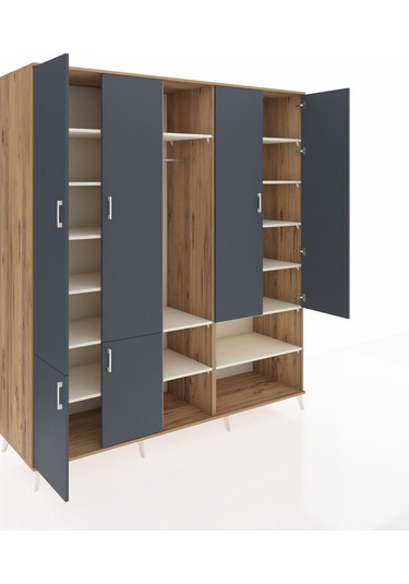 Kronos Dolap 15 Raflı 5 Kapaklı Tek Askılı 220x59x243 Çam-antrasit/aytaşı Antrasıt/aytası Kronos Dolap 15 Raflı 5 Kapaklı Tek Askılı 220x59x243 Çam-antrasit/aytaşı Antrasıt/aytası