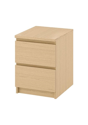 Komodin, Ağartılmış Meşe Kaplama 40x55 Cm Malm Komodin 40x55 Cm 2 Çekmeceli Şifonyer