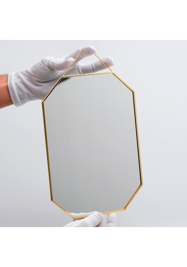 Ayna Duvar Askılı Sekizgen Geometrik 30x20cm Gold