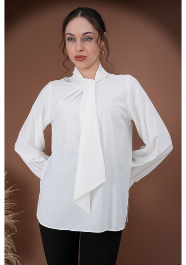 Elegance Bağlamalı Bluz Beyaz