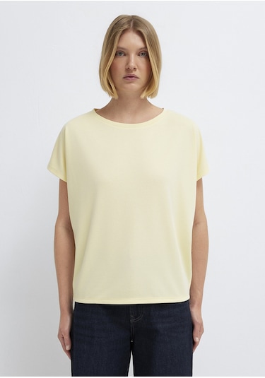 Mavi - Soft-premium Sarı Tencel Modal Karışımlı Basic Tişört 167245-84571
