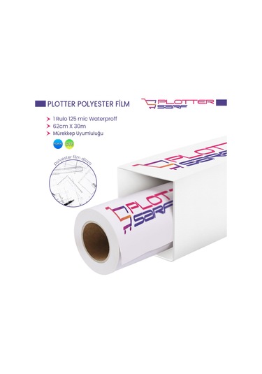 PlotterSarf Plotter Polyester Diazo Kağıt 125mic Rulo 62cmx30mt