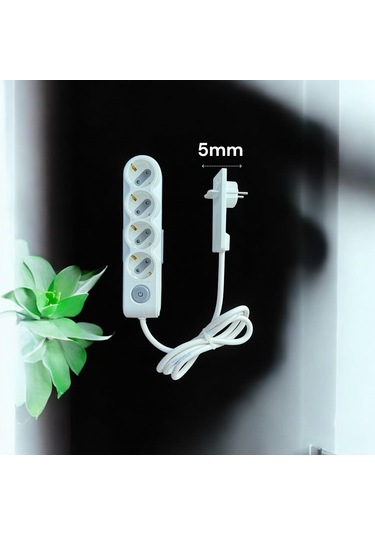 4 Lü Uzatma Kablosu 1.5 Metre İnce Fişli, Aç/kapa Düğmeli, Çocuk Korumalı, Şık Ve Güvenli Tasarım 1.5 M