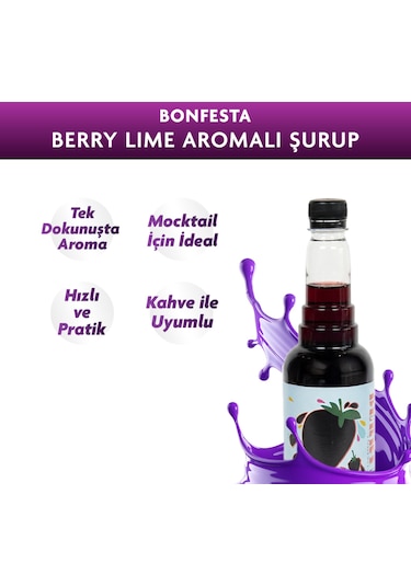 Bonfesta Berry Lime Aromalı Kahve ve Kokteyl Şurubu 750 ML
