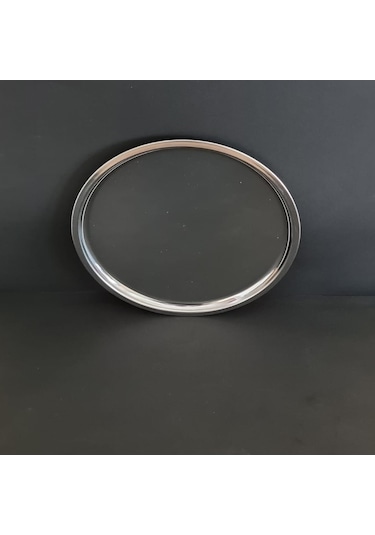 12 Adet Paslanmaz Çelik Diplomat Tabak 430 Kalite Tatlı & Pasta Servis Tabağı 29 Cm Gümüş