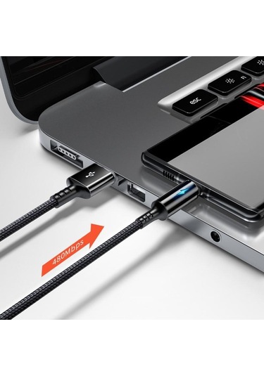 Fonken Kısa C Tipi Android İçin 2.4A 25 CM Gösterge Işığı İle Hızlı Şarj Kablosu Micro USB