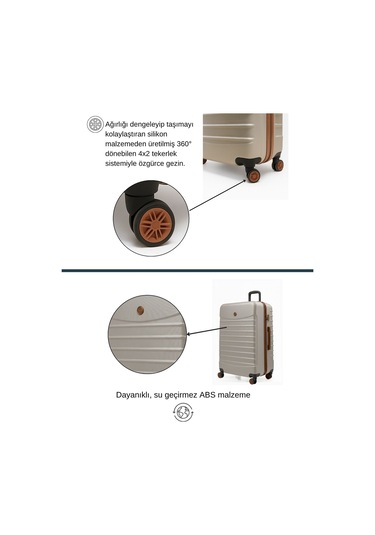 Büyük Boy Valiz 4x2 Teker Vizon-taba 1168 Vizon - Taba