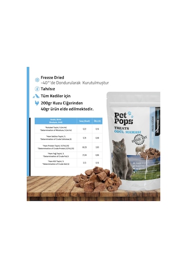Petpops Kuzu Ciğer Freeze Dry Kedi Ödül Maması 40 G