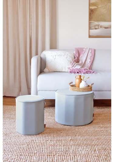 Dekoratif Köşegen Puf/tabure Meek Gri